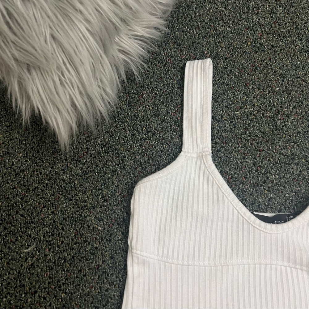 PREETYLITTLETHING White Underline Boning Style Corset Tank Top Casual Shirt Sz 4 - Picture 4 of 15